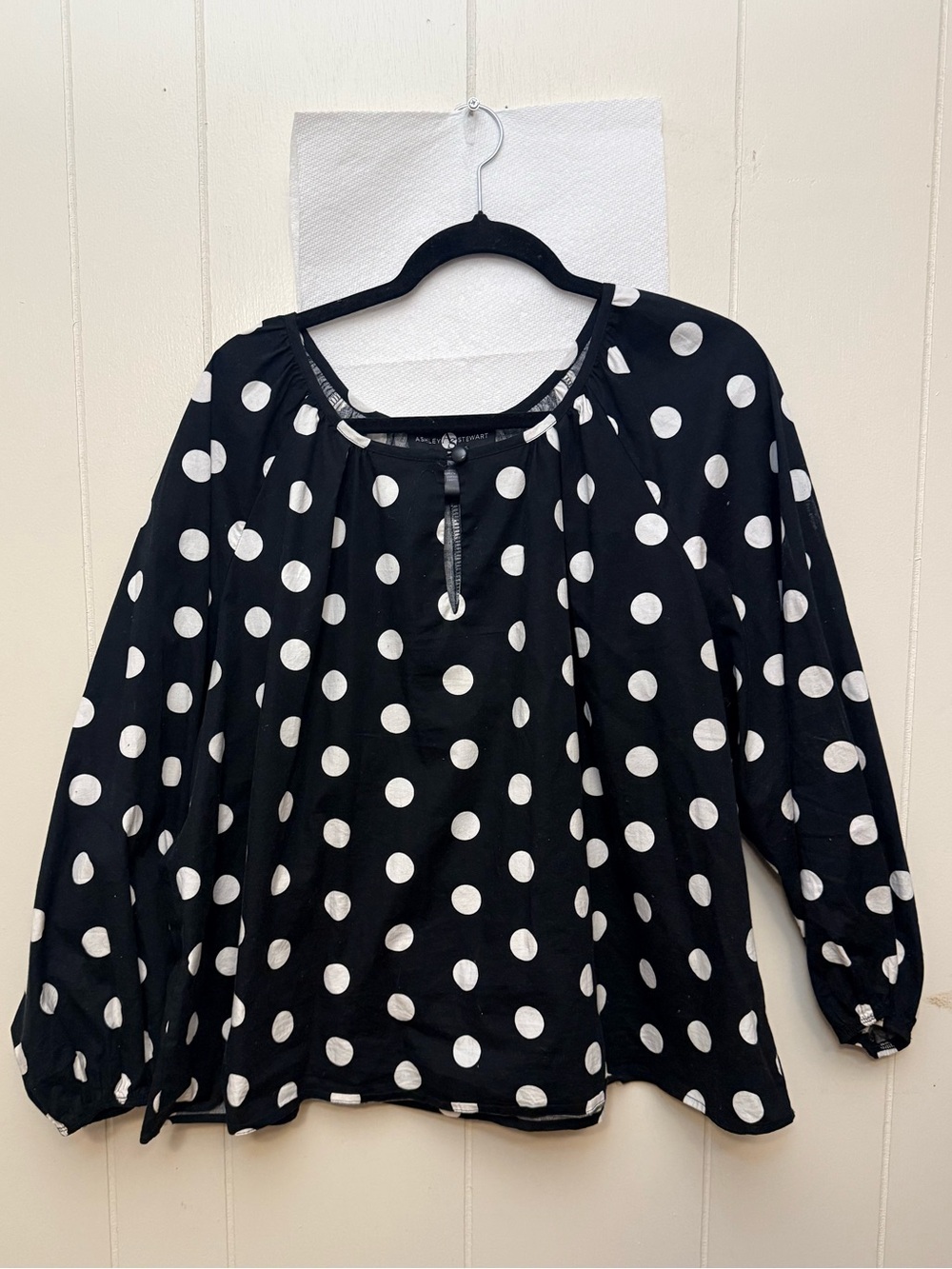 Black Polka Dot Peasant Blouse - Classic Women's Top